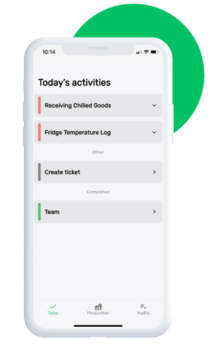 Preview of the daily food safety monitoring tasks in FoodDocs' mobile app so you never miss a task.