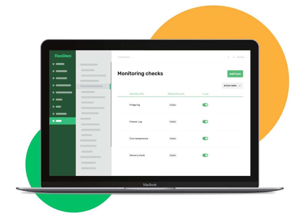 Preview of the FoodDocs Monitoring tool inside the food safety compliance software. Preview of the FoodDocs Monitoring tool inside the food safety compliance software.